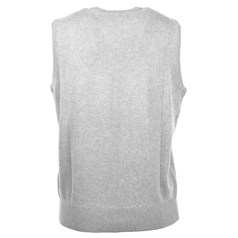 V-Neck Wool and Cashmere Sleeveless Vest - Gray