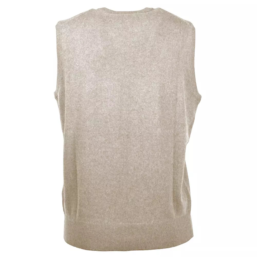 Elegant Sleeveless V-Neck Wool Vest