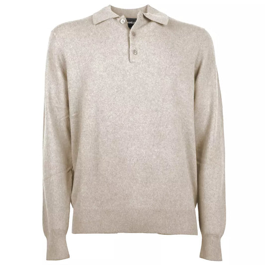 Italian Wool-Cashmere Polo Sweater - Beige