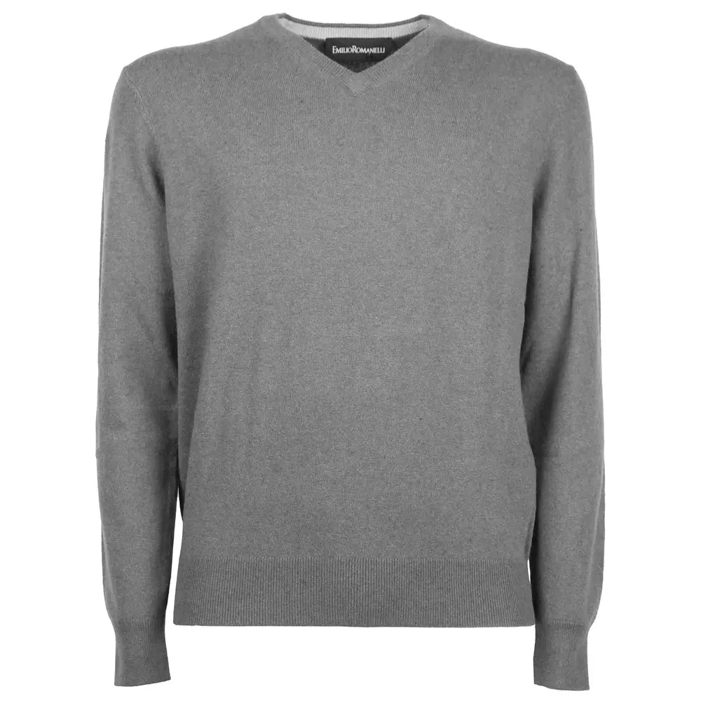 Elegant V-Neck Wool-Cashmere Sweater for Men