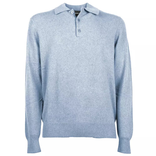 Elegant Wool-Cashmere Polo Collar Sweater