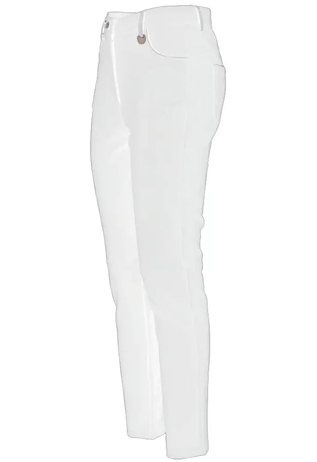 Chic White Slim-Fit Milano Stitch Trousers