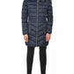 Elegant Long Hooded Jacket in Technical Fabric