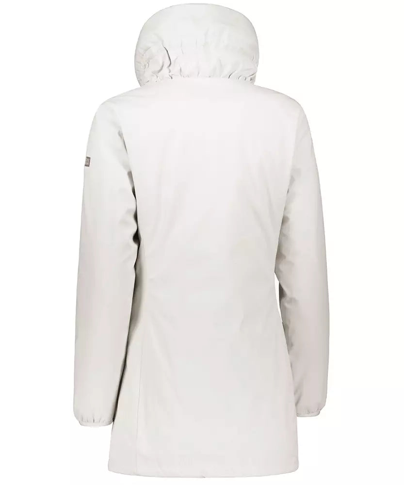 Chic White High Collar Down Jacket