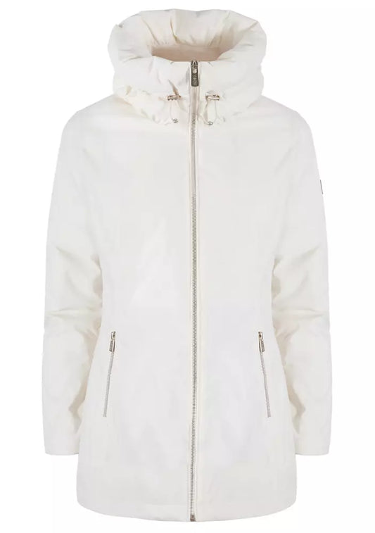 Chic White High Collar Down Jacket