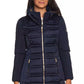 Chic Blue Technical Fabric Jacket with Hood