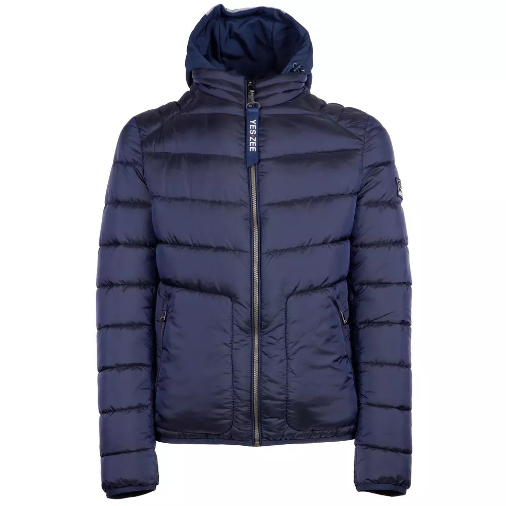 Metallic Blue Hooded Men's Jacket