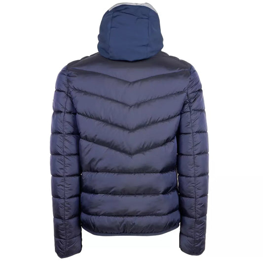 Metallic Blue Hooded Men's Jacket