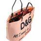 Elegant Pink Cotton Shopper with Calfskin Accents