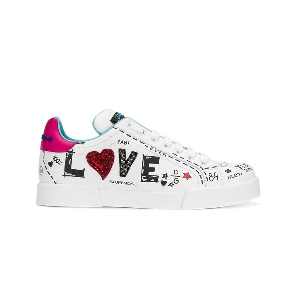 Chic White Calfskin Leather Sneakers