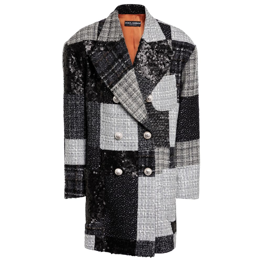 Elegant Sequin Tweed Patchwork Jacket