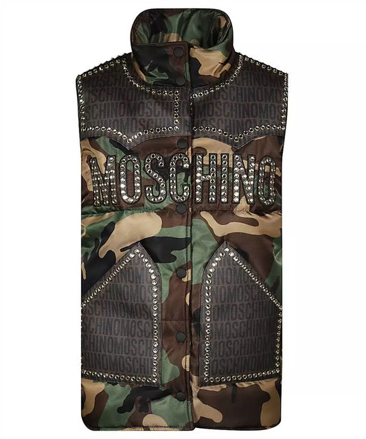 Army Chic Rhinestone Embellished Vest