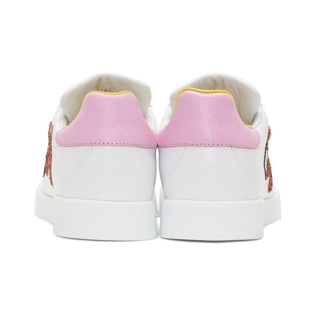 Elegant Calfskin Leather Sneakers in Pastel Tones