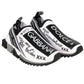Elegant Monochrome Printed Stretch Sneakers