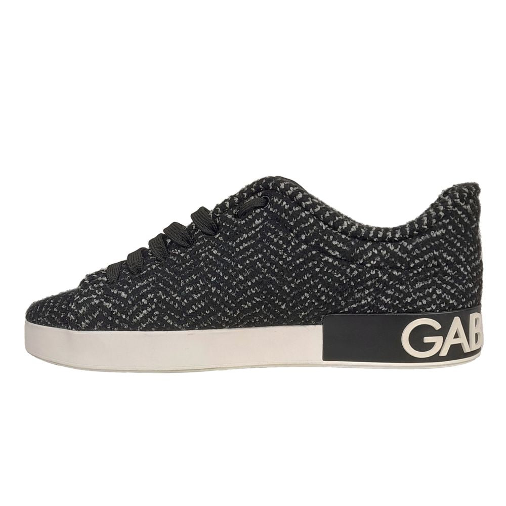 Sleek Black Knit Sneakers with Leather Accents