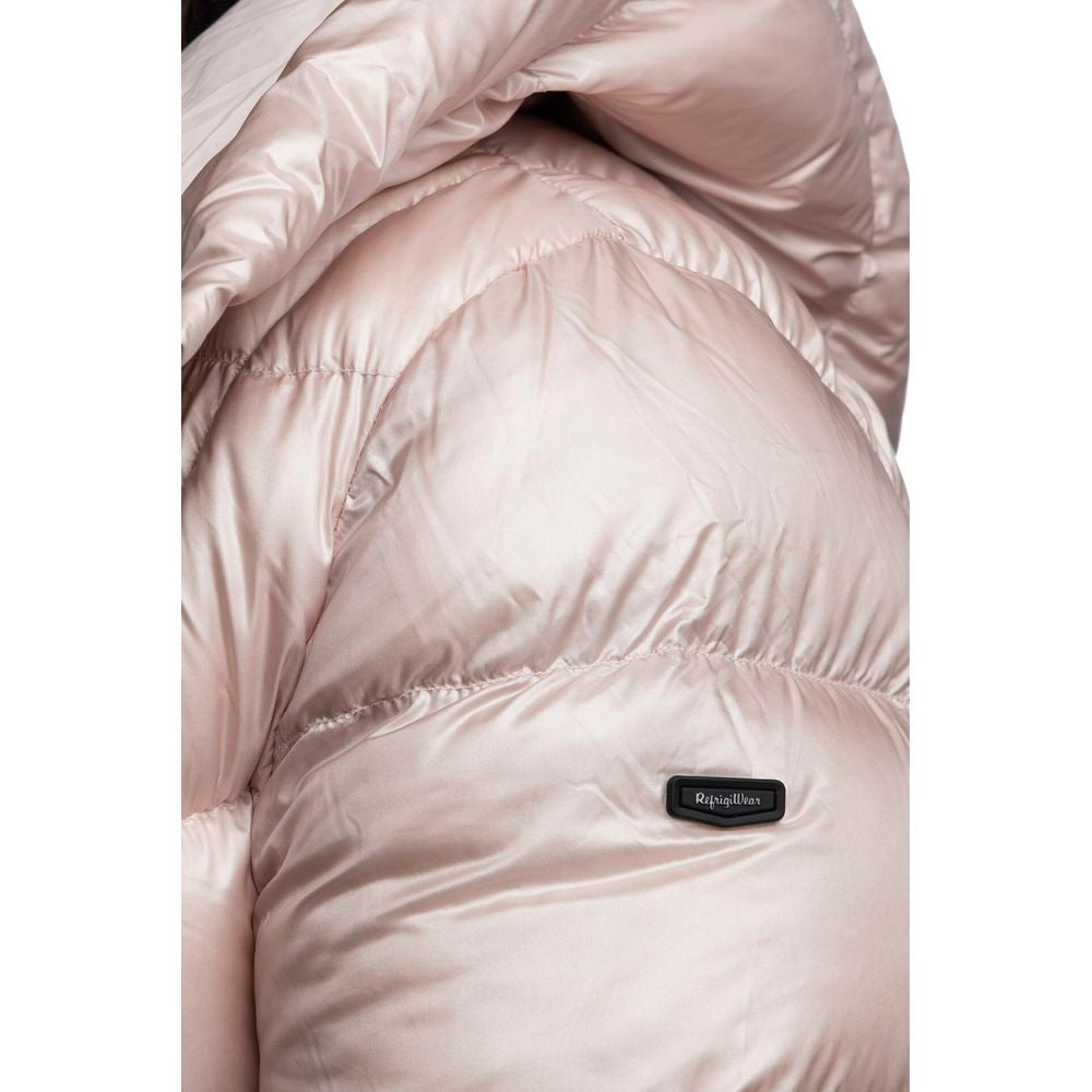 Chic Pink Down Jacket with Zipper Closure