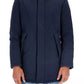 Chic Blue Padded Parka with Removable Hood