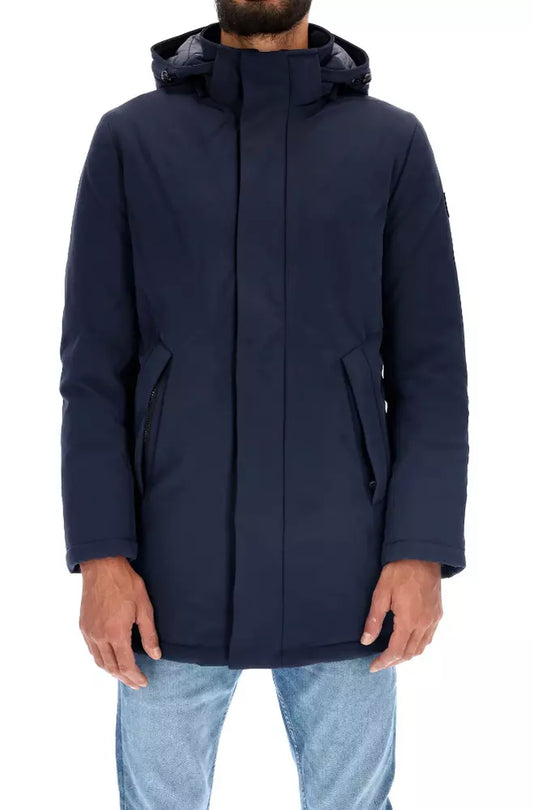 Chic Blue Padded Parka with Removable Hood