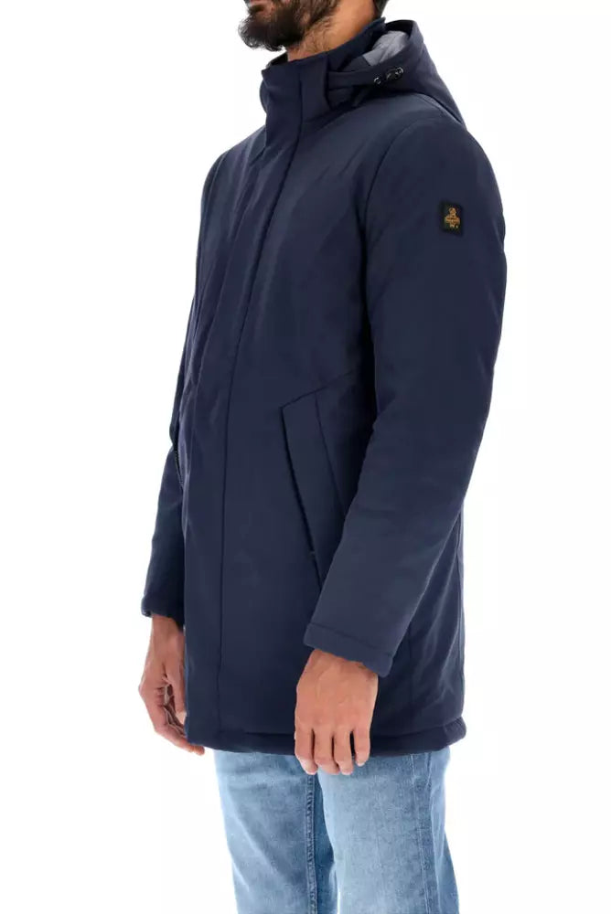 Chic Blue Padded Parka with Removable Hood