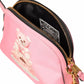 Chic Teddy Bear Print Clutch with Calfskin Strap
