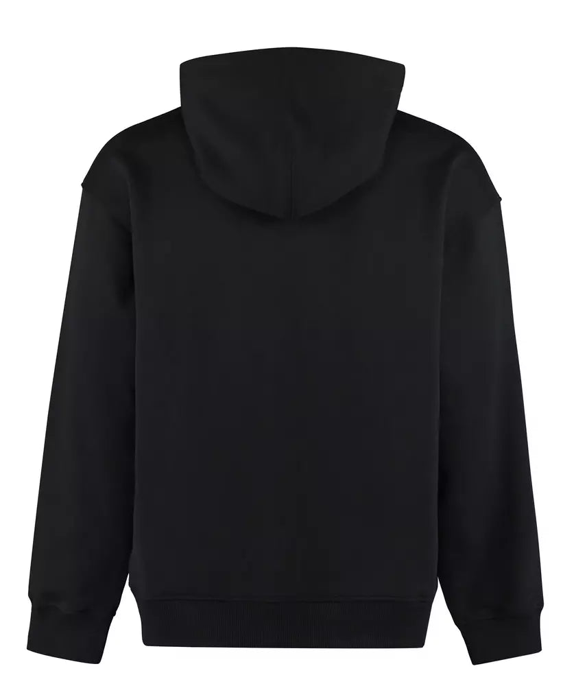 Elegant Black Cotton Hoodie with Contrasting Print