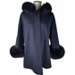 Elegant Virgin Wool Short Coat with Fur Detail