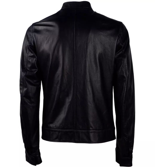 Sleek Lambskin Leather Jacket in Black