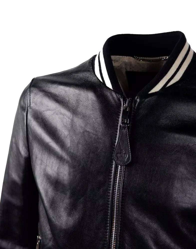 Sleek Black Lambskin Leather Jacket