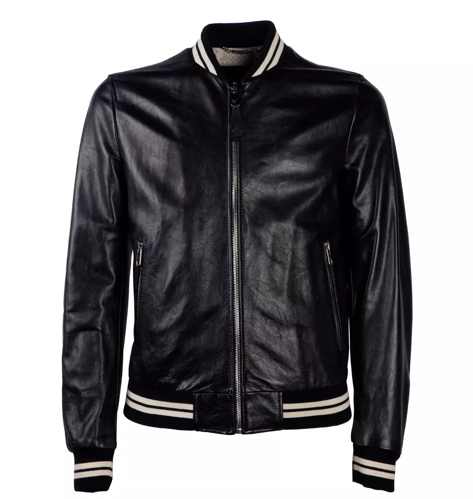 Sleek Black Lambskin Leather Jacket