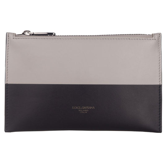 Italian Leather Clip-On Purse in Gray