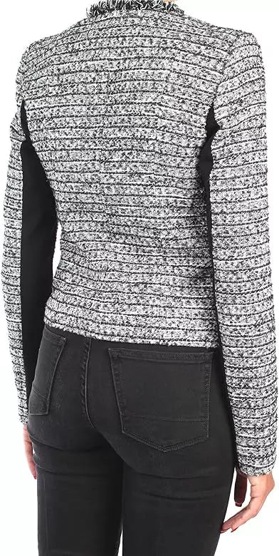 Elegant Knit Jacket with Eco-Leather Accents