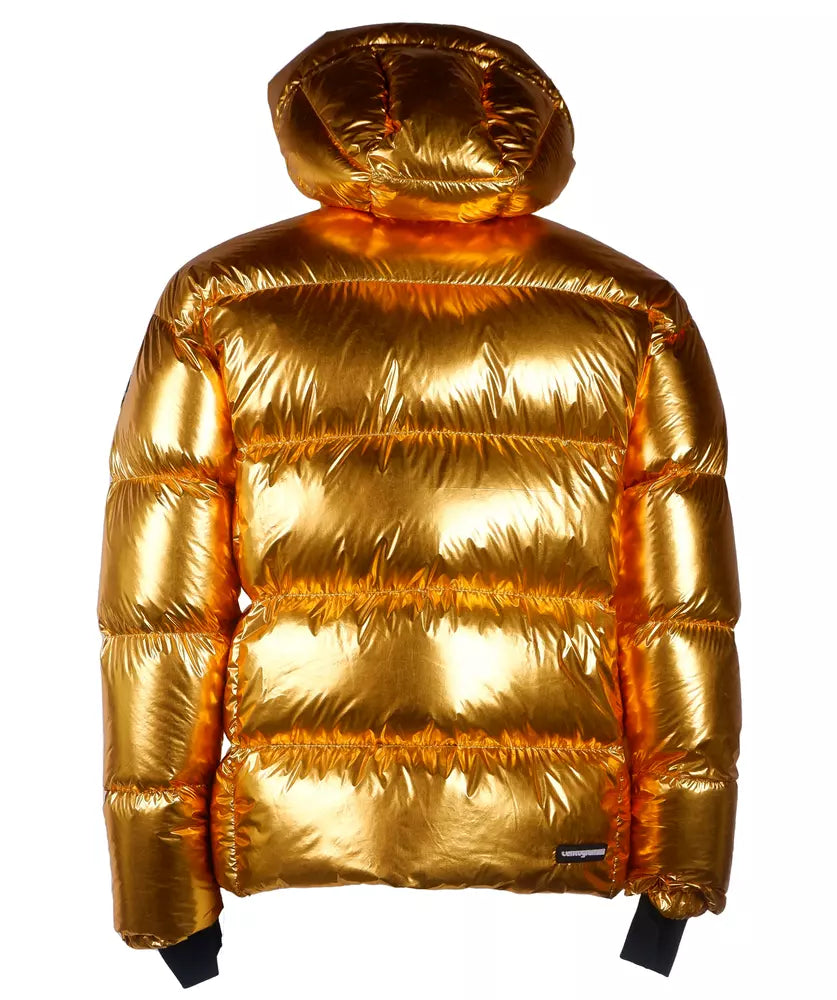 Exquisite Golden Puffer Jacket with Hood