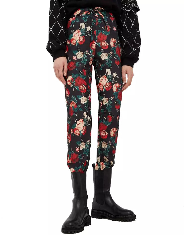 Elegant Rose Print Jogging Trousers