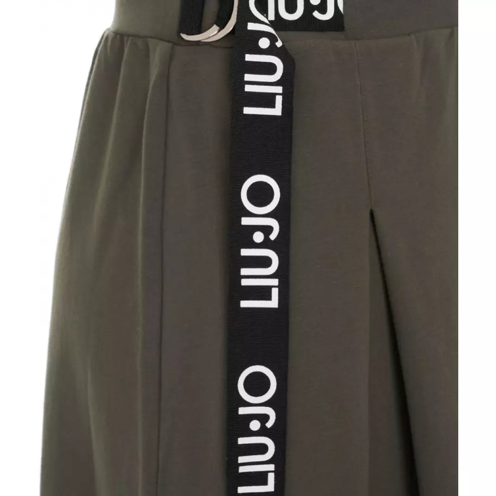 Elegant Cotton Fleece Long Skirt with Logo Detail