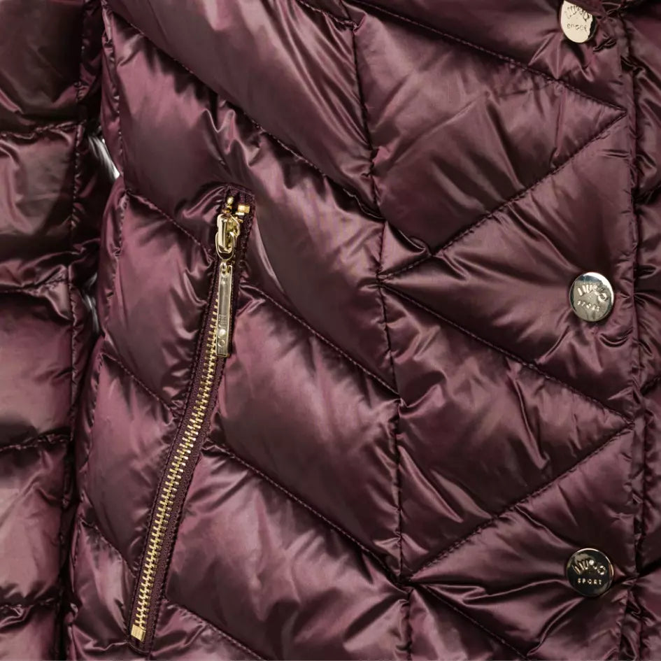 Plush Collar Down Jacket in Purple