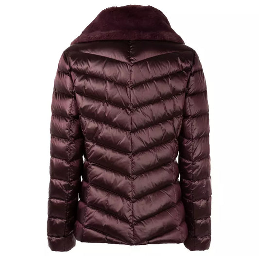 Plush Collar Down Jacket in Purple