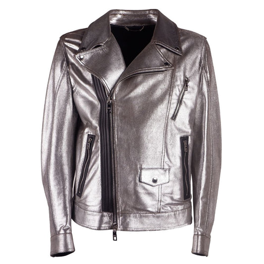 Chic Vintage Effect Lambskin Leather Jacket