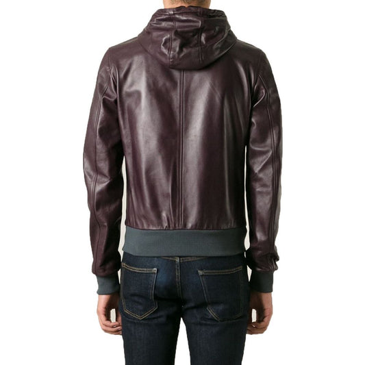 Purple Lambskin Hooded Luxury Jacket