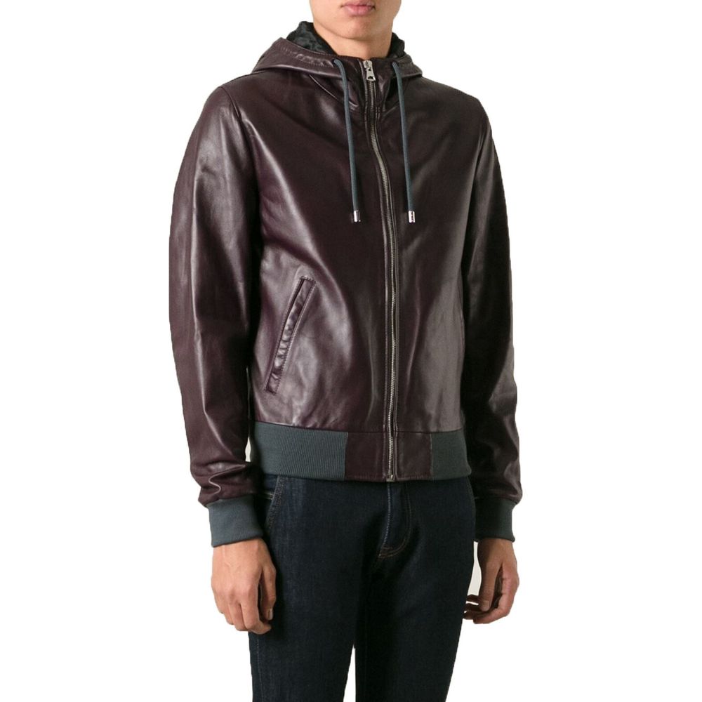 Purple Lambskin Hooded Luxury Jacket