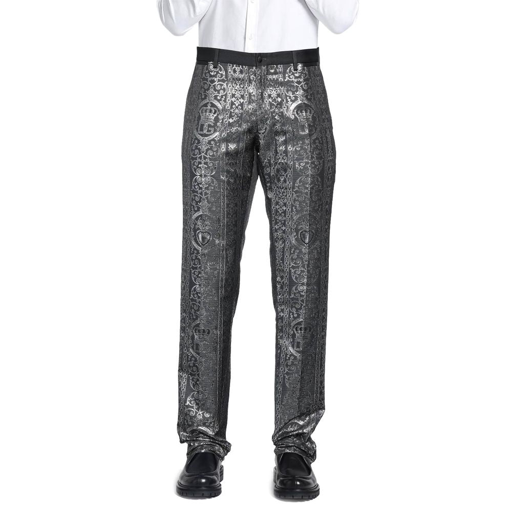 Elegant Satin & Silk Abstract Motif Trousers