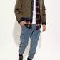 Chic Reversible Army Jacket with Logo Patch