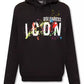 Sleek Black Cotton Hoodie with Contrasting Logo