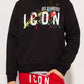 Sleek Black Cotton Hoodie with Contrasting Logo
