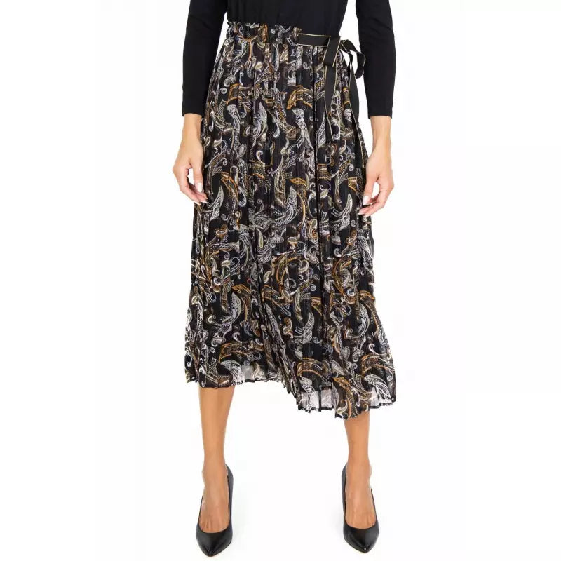 Chic Abstract Print Midi Dress with Ribbon Waist