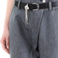 Chic Grey High-Waisted Jewel Belt Jogger Jeans