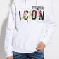 Elegant White Cotton Hoodie with Logo Print