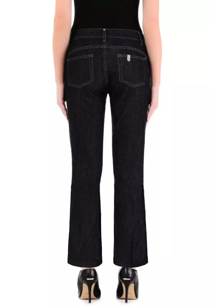 Elegant High-Waisted Dark Blue Denim