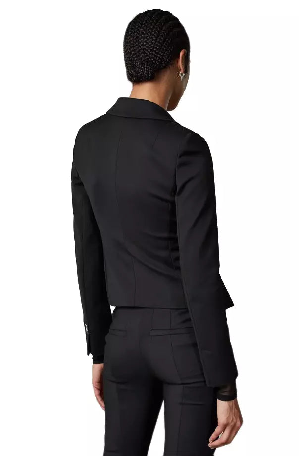 Elegant Black Cotton Blend Blazer Jacket