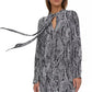 Chic Monochrome Leaf Print Short Dress