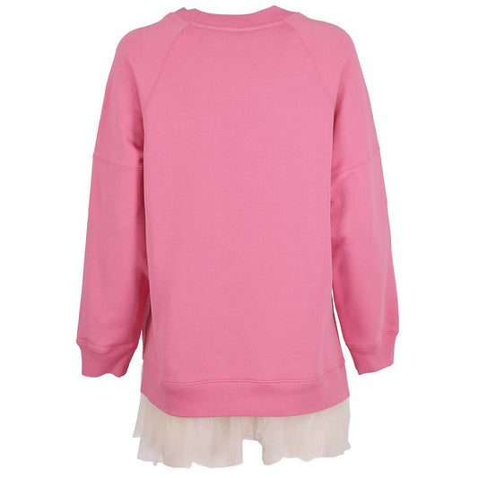 Chic Cotton Crewneck with Tulle Detail